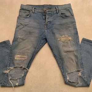 En Noir 001 Cobain Distresed Denim Patchwork Jean